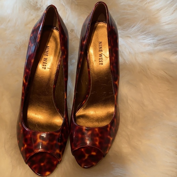 Nine West Animal print high heels opened toe / cork high heels - Picture 2 of 7